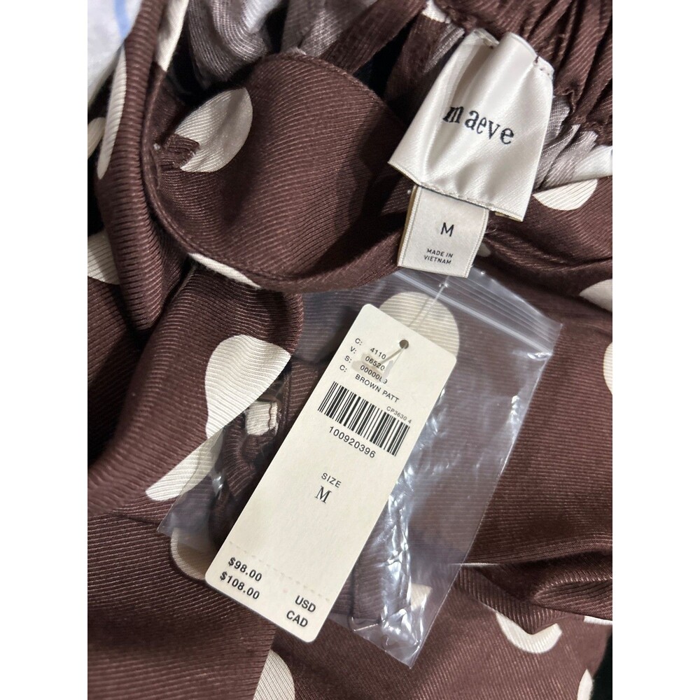 MAEVE Anthropologie Women’s Jessica Strapless Swing Top Brown Dot size M NWT - Picture 8 of 9